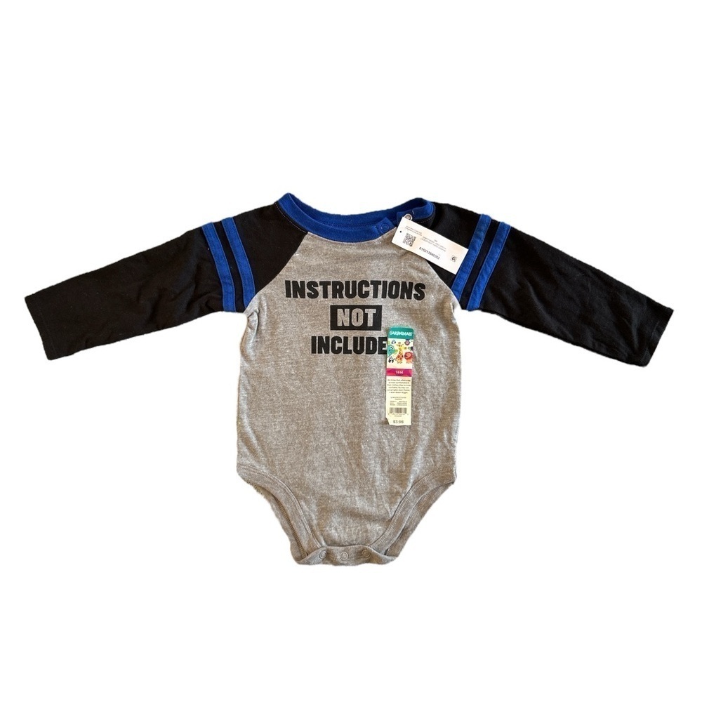Garanimals Bodysuit NWT Long Sleeve "INSTRUCTIONS NOT INCLUDED" 18 months Grey